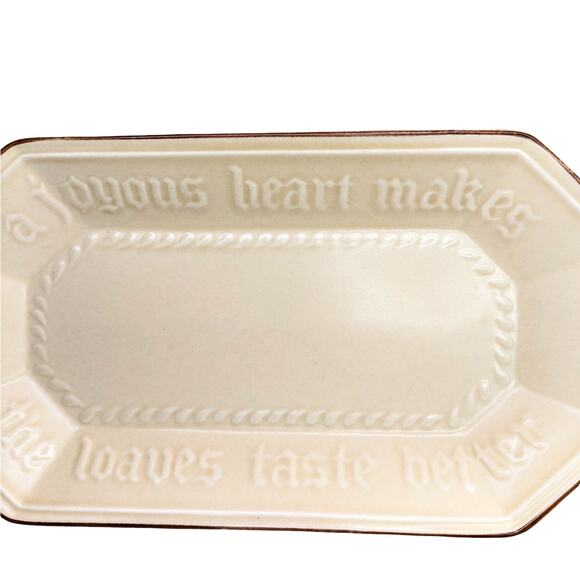 Pfaltzgraff Village 528 Bread Plate Platter Tray A Joyous Heart Stoneware VTG - Picture 9 of 9